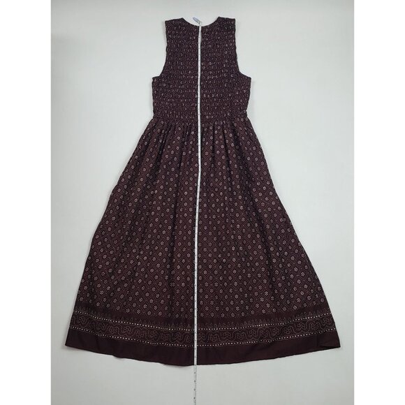 Madewell The Melody Smocked Midi Dress In Daisy Print M Dusty Plum Cotton Poplin - Picture 5 of 16